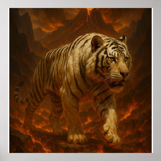 Volcanic White Tiger Premium Wall Art – Fine Art C (Front)