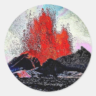 Volcano 7 enamel classic round sticker