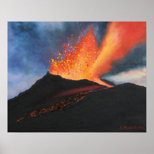 Volcano Art Print Poster