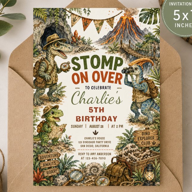 Volcano blast Dinosaur Birthday Invitation (Creator Uploaded)