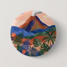 Volcano Button – Terracotta & Cobalt Design