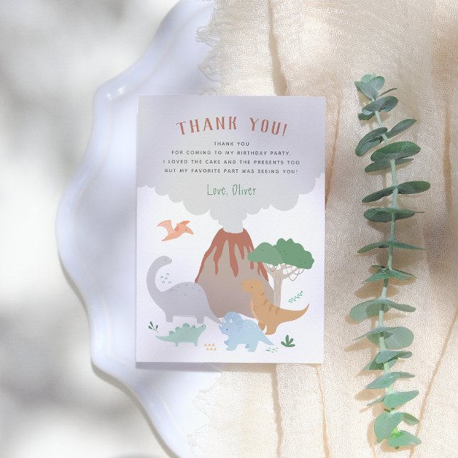 Volcano Dinosaur Boy Birthday Thank You Card (Creator Uploaded)