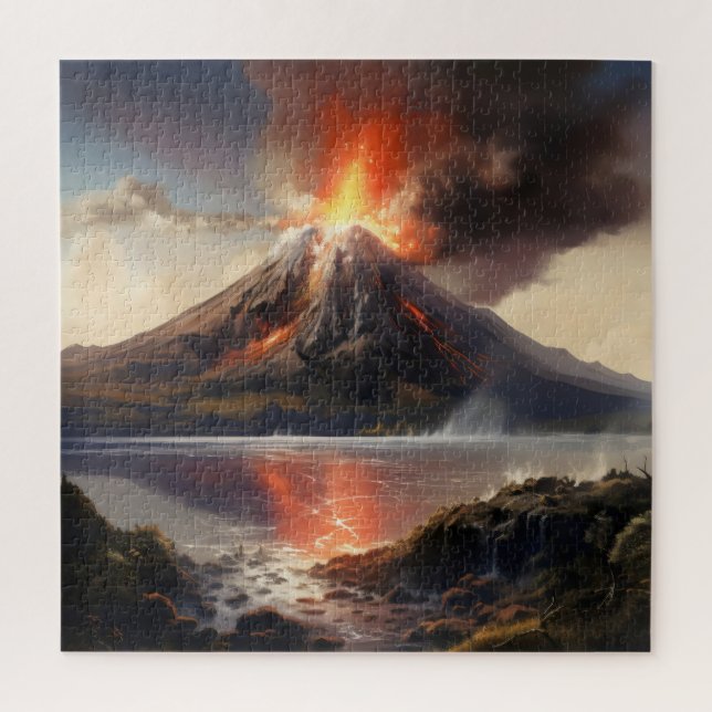 Volcano Eruption over Water Jigsaw Puzzle (Vertical)