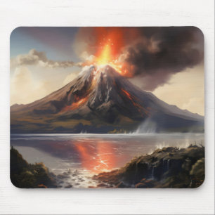 Volcano Eruption over Water Mouse Pad