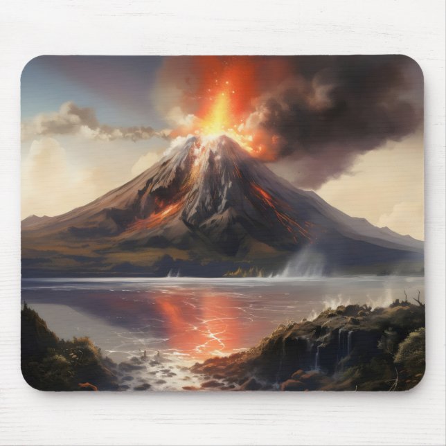 Volcano Eruption over Water Mouse Pad (Front)