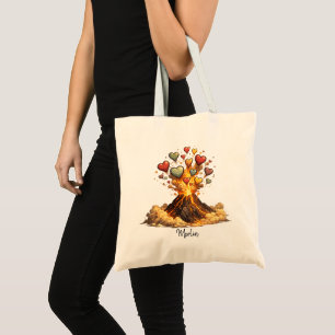 Volcano Hearts Tote Bag Custom Name Design