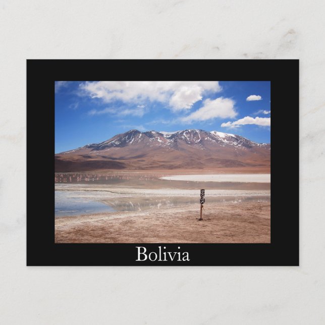 Volcano in an Altiplano landscape black postcard (Front)