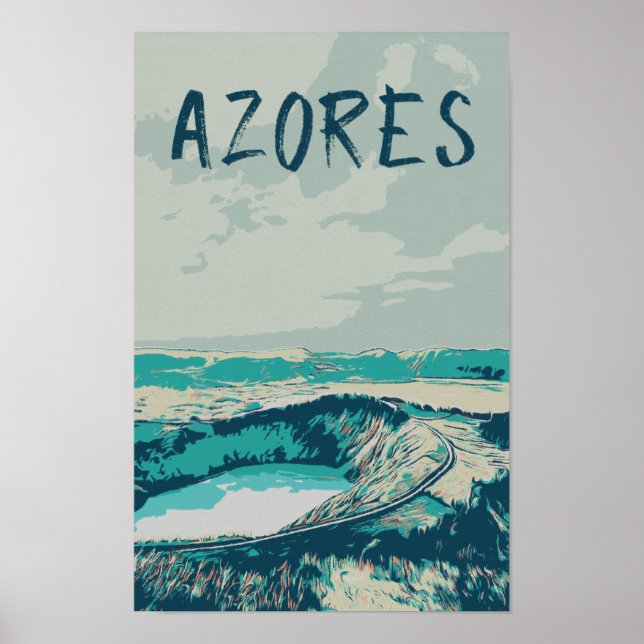 Volcano Lagoon in Azores Islands, Atlantic Ocean P Poster (Front)