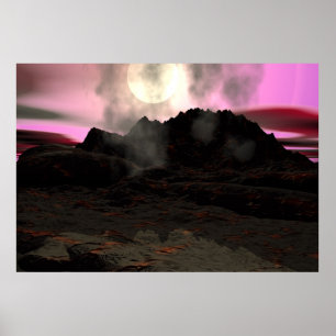 Volcano Lava Aquarium Background. Poster