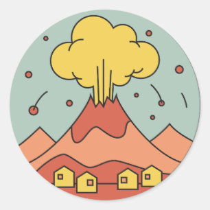 Volcano Natural Disaster Classic Round Sticker
