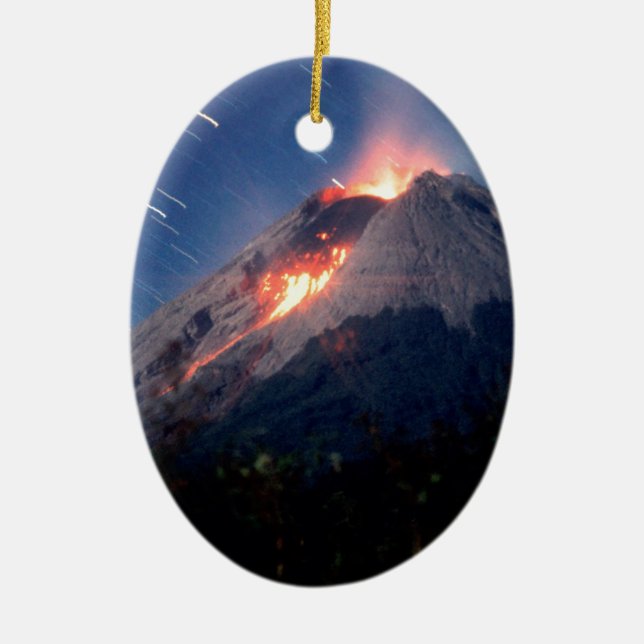 Volcano Natural Wonder Ceramic Ornament (Front)