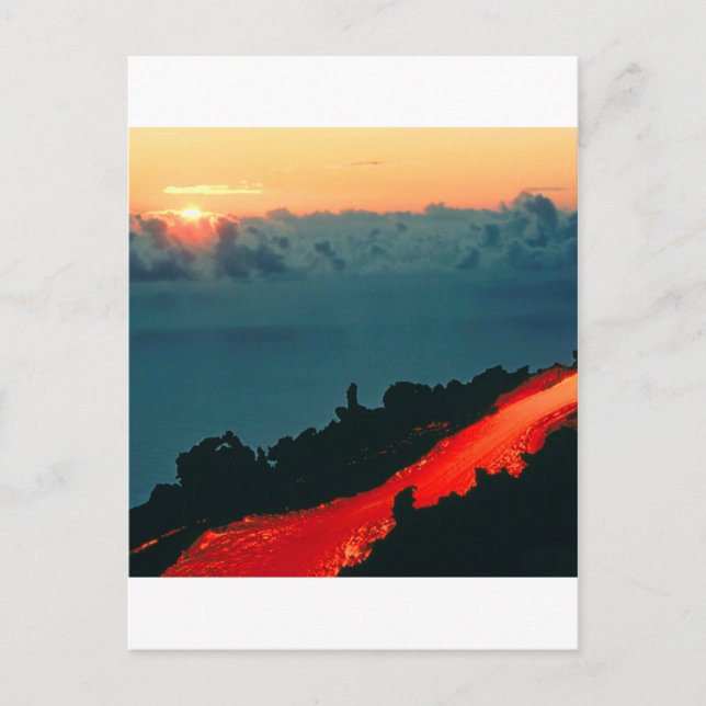 Volcano Reunion Island Lava Flow 1975 Postcard (Front)