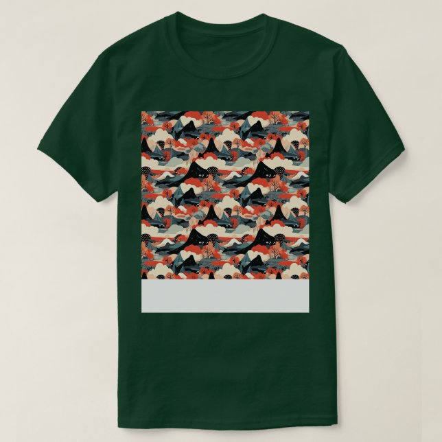 Volcano Seamless Pattern Mountain Fire Lava Magma  T-Shirt (Design Front)