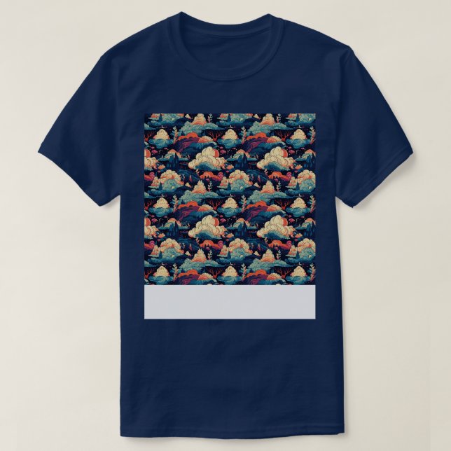 Volcano Seamless Pattern Mountain Fire Lava Magma  T-Shirt (Design Front)