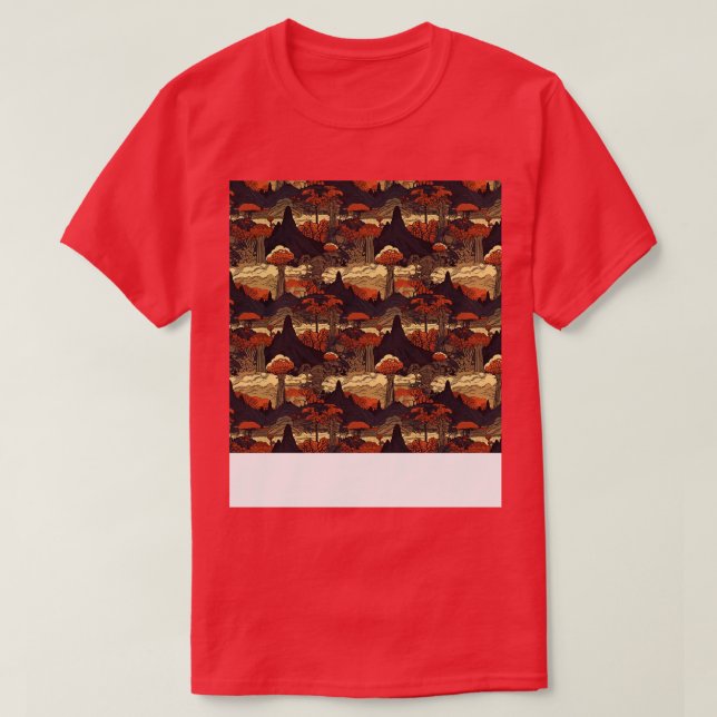 Volcano Seamless Pattern Mountain Fire Lava Magma  T-Shirt (Design Front)