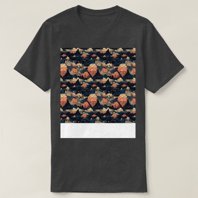 Volcano Seamless Pattern Mountain Fire Lava Magma  T-Shirt (Design Front)
