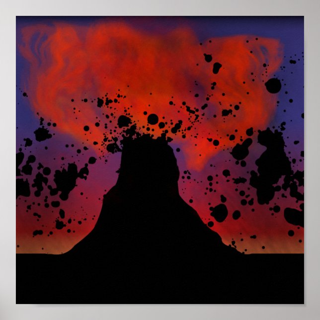 Volcano Silhouette Poster (Front)