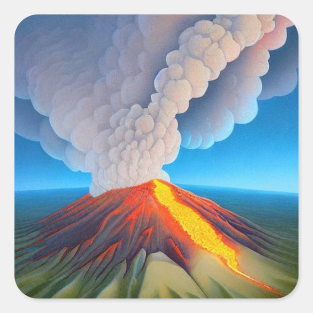 Volcano Square Sticker (Front)