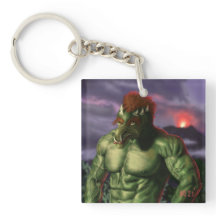 Volcano Troll Vacation Picture Fantasy Keychain