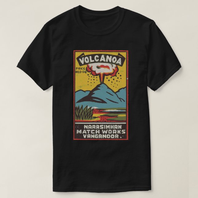 Volcano Vintage Indian Matchbox Art T-Shirt (Design Front)