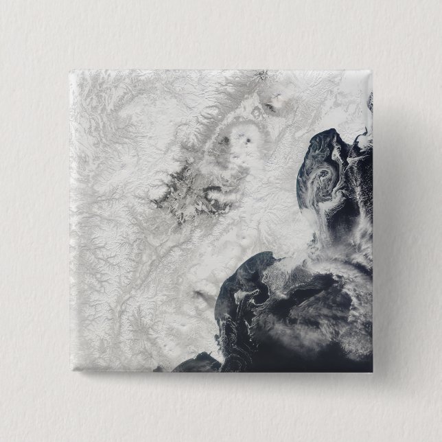 Volcanoes in central Kamchatka Peninsula 15 Cm Square Badge (Front)