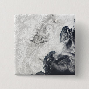 Volcanoes in central Kamchatka Peninsula 15 Cm Square Badge