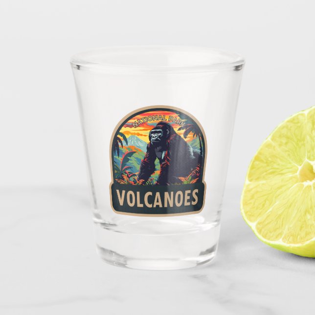 Volcanoes National Park Mountain Gorilla Travel Shot Glass (Front)