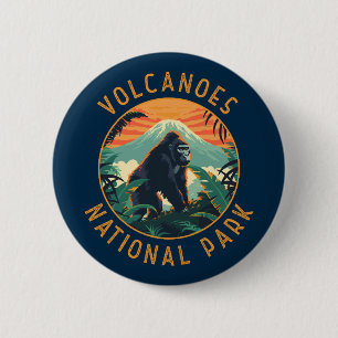 Volcanoes National Park Rwanda Retro Distressed 6 Cm Round Badge
