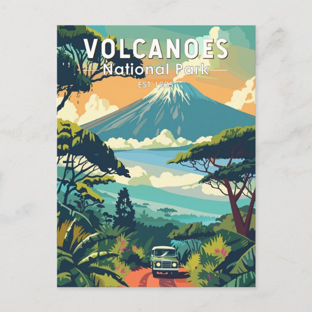 Volcanoes National Park Rwanda Travel Art Vintage Postcard (Front)