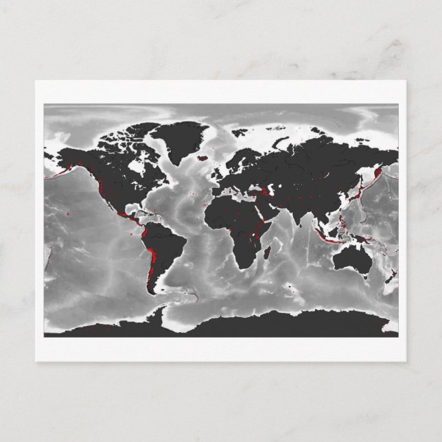 Volcanoes of the World - Miller Projection Postcard (Front)
