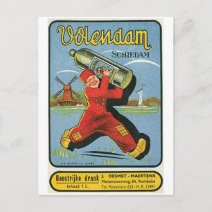 Volendam Schiedam Drank Dutch Windmill Vintage Art Postcard