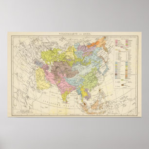 Volkerkarte von Asien - Map of Asia Poster