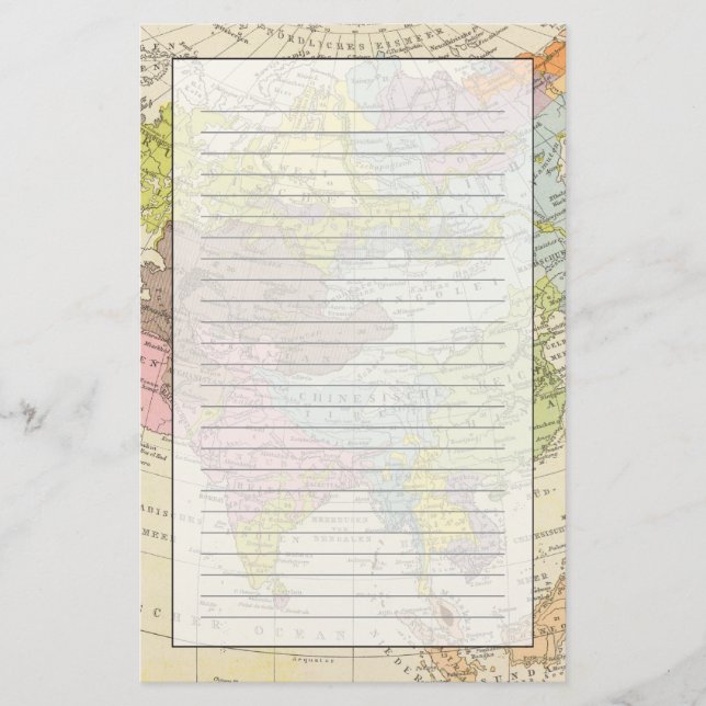 Volkerkarte von Asien - Map of Asia Stationery (Front)