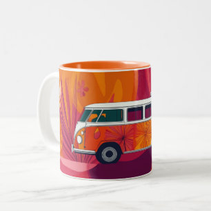 Volkswagen camper van from the 1960s or 1970s. Two-Tone coffee mug