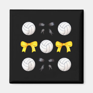 Volley & Black Yellow Gold Bows Volleyball Tea Magnet