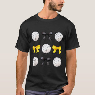 Volley & Black Yellow Gold Bows Volleyball Tea T-Shirt