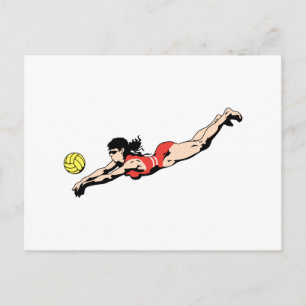 volley ball dive female volleyball player postcard