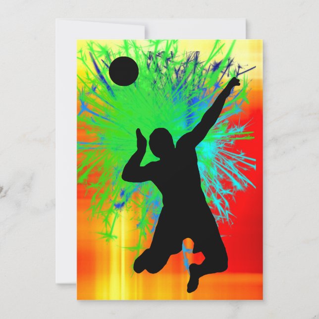 Volley Ball Service Fireworks Invitation (Front)