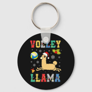 Volley Llama Lover Volleyball Lover Santa Hat Xmas Key Ring