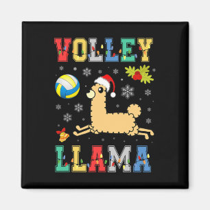 Volley Llama Lover Volleyball Lover Santa Hat Xmas Magnet