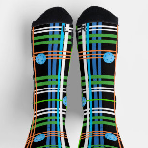 Volley or Rally Pickleball Plaid - Black and Blue Socks