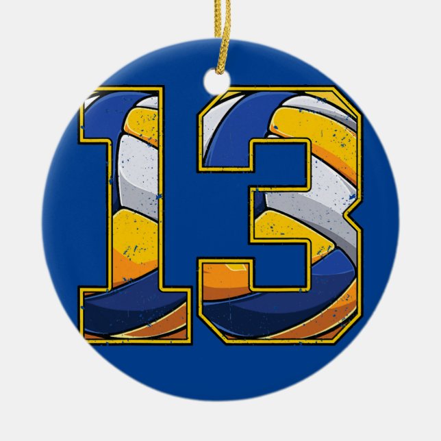 Volleyball 13th Birthday Boy Girl Thirteen 13 Ceramic Ornament (Front)