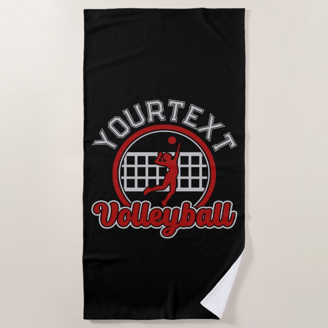  Volleyball ADD NAME Spike Ball Attack Team Player Beach Towel (Front)