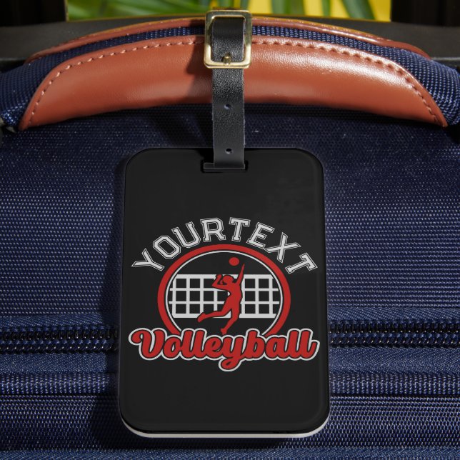  Volleyball ADD NAME Spike Ball Attack Team Sports Luggage Tag (Front Insitu 2)