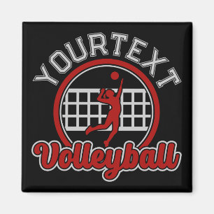 Volleyball ADD NAME Spike Ball Attack Team Sports Magnet