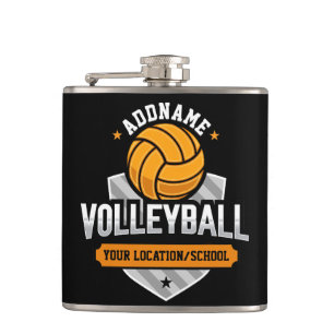 Volleyball ADD TEXT School Varsity Team Player Hip Flask