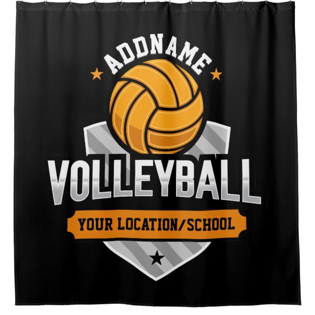 Volleyball ADD TEXT School Varsity Team Player Shower Curtain (Front)