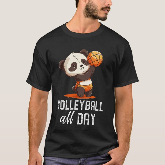 Volleyball All Day   Baby Panda Volleyball T-Shirt (Front)