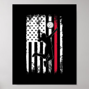 Volleyball American flag for girls boys men women Poster
