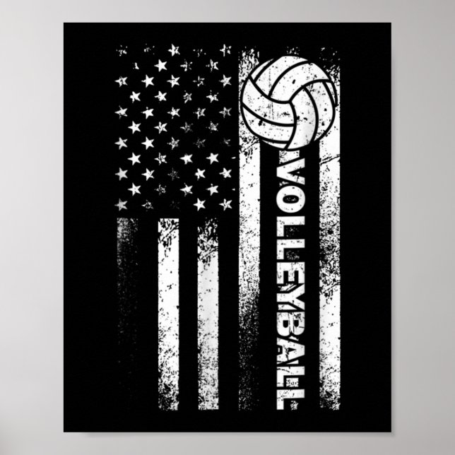 Volleyball American Flag  Fun USA Patriotic Athlet Poster (Front)